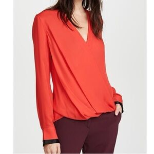 Rag and Bone Victor Silk Blouse | Size L | Red